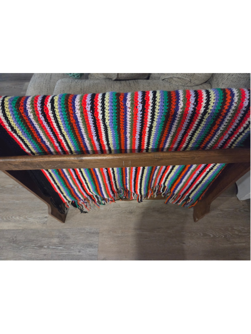 Unbranded Handmade Crochet Throw Blanket One Size Multi-color Black